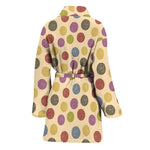Knitting Yarn Pattern Print Women's Bathrobe