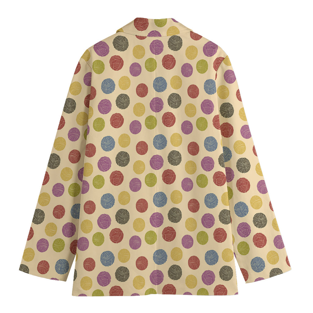 Knitting Yarn Pattern Print Women's Blazer