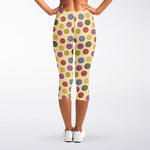 Knitting Yarn Pattern Print Women's Capri Leggings
