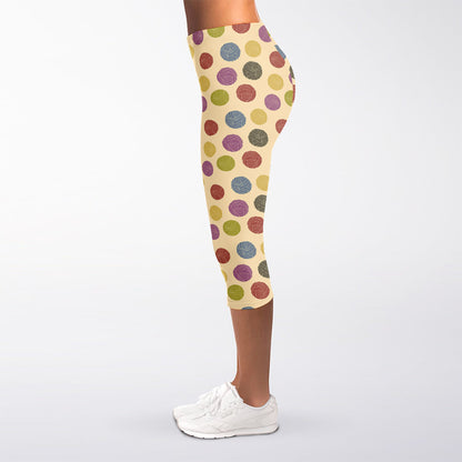 Knitting Yarn Pattern Print Women's Capri Leggings