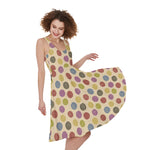 Knitting Yarn Pattern Print Women's Sleeveless Dress