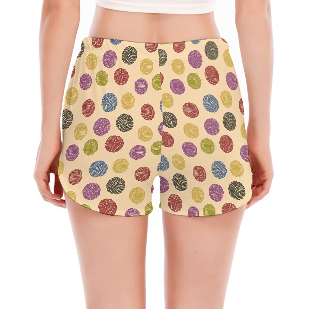 Knitting Yarn Pattern Print Women's Split Running Shorts