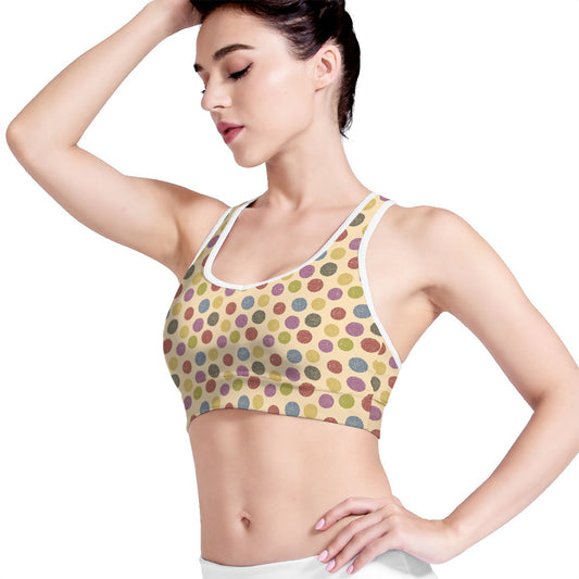 Knitting Yarn Pattern Print Women's Sports Bra