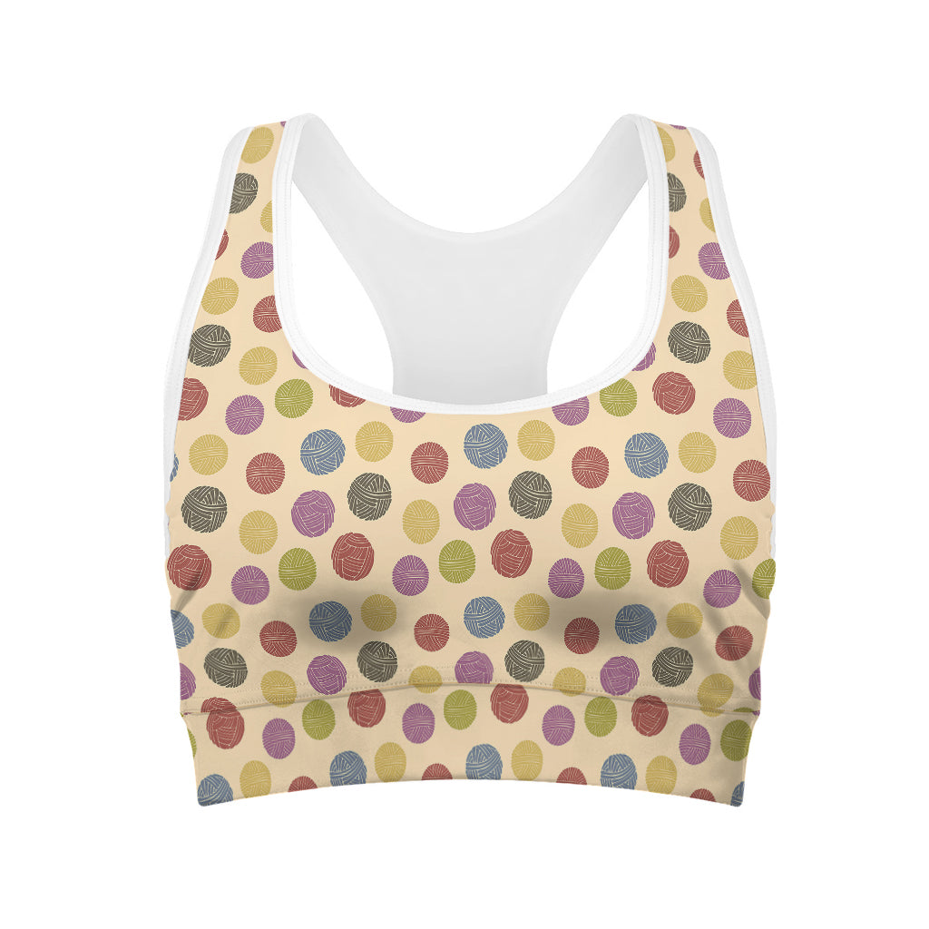 Knitting Yarn Pattern Print Women's Sports Bra