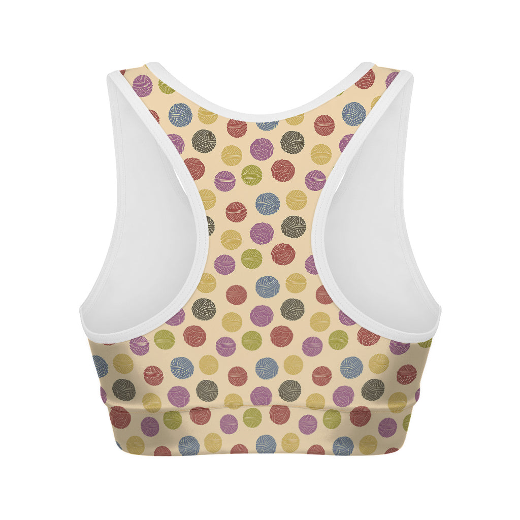 Knitting Yarn Pattern Print Women's Sports Bra