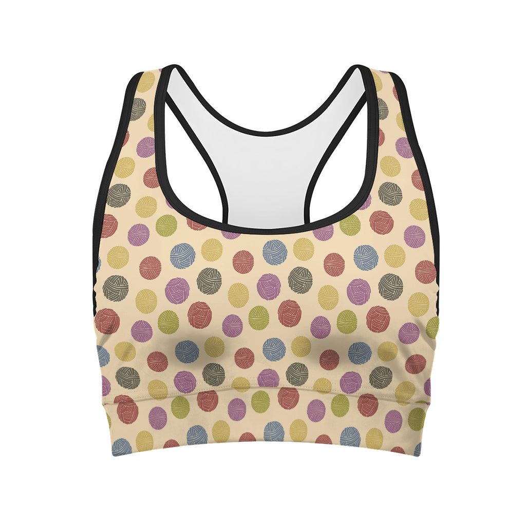 Knitting Yarn Pattern Print Women's Sports Bra