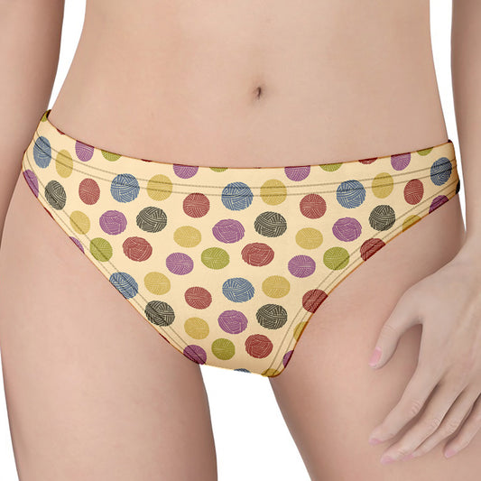 Knitting Yarn Pattern Print Women's Thong