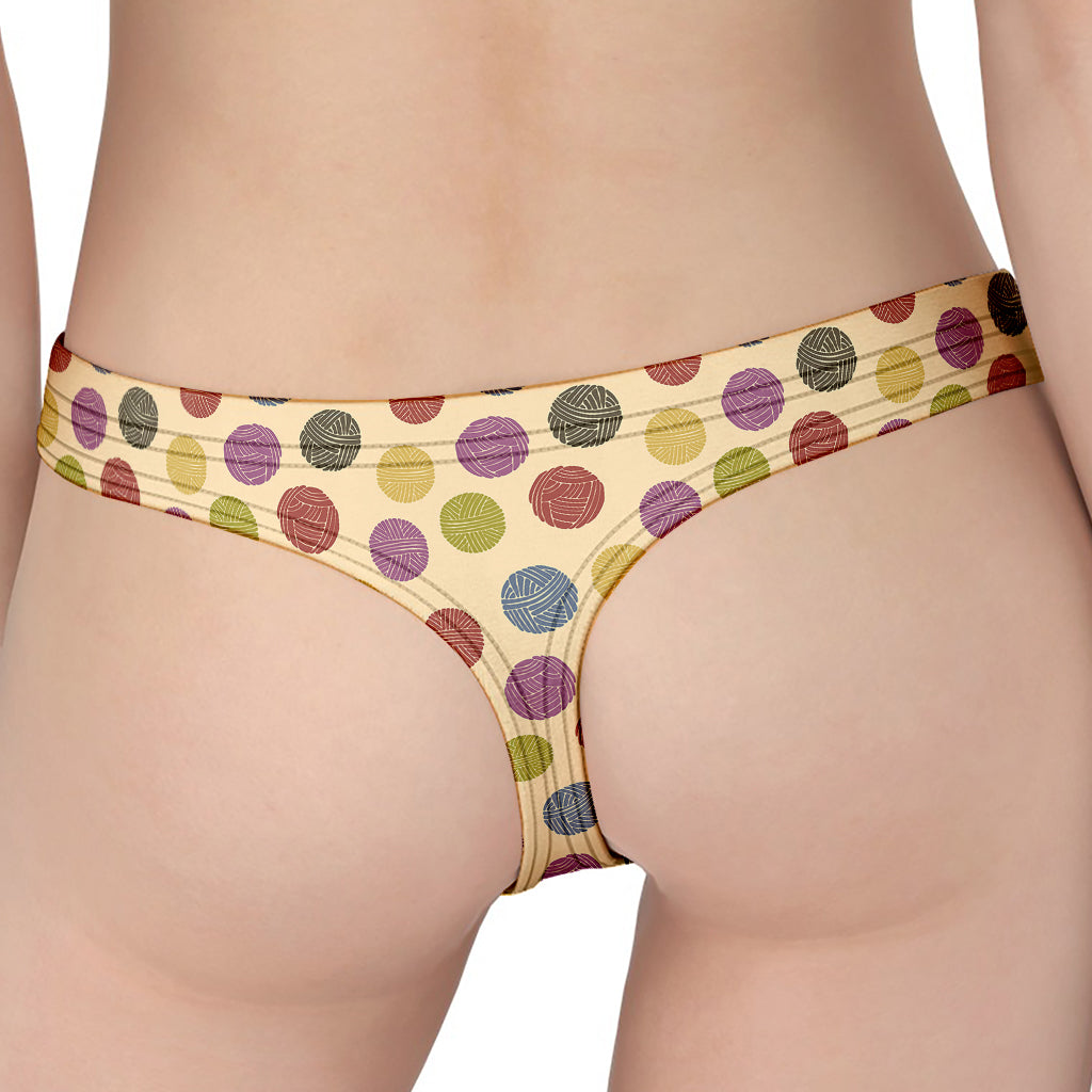 Knitting Yarn Pattern Print Women's Thong