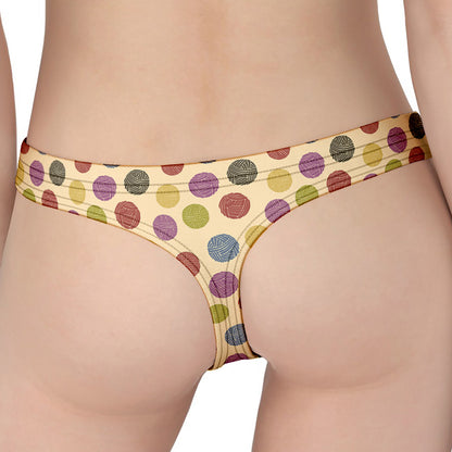 Knitting Yarn Pattern Print Women's Thong