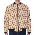 Knitting Yarn Pattern Print Zip Sleeve Bomber Jacket