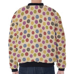 Knitting Yarn Pattern Print Zip Sleeve Bomber Jacket