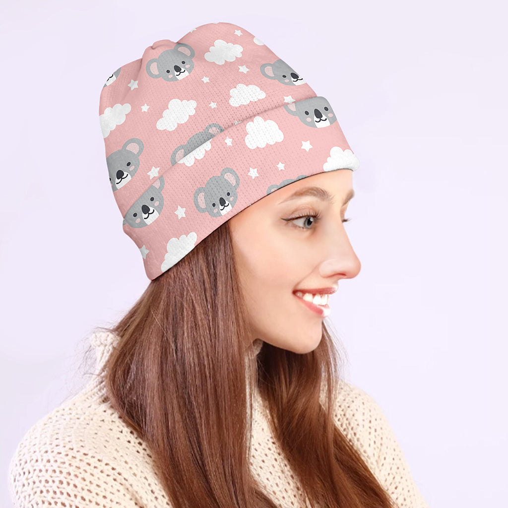Koala Bear And Cloud Pattern Print Beanie