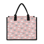 Koala Bear And Cloud Pattern Print Canvas Tote Bag