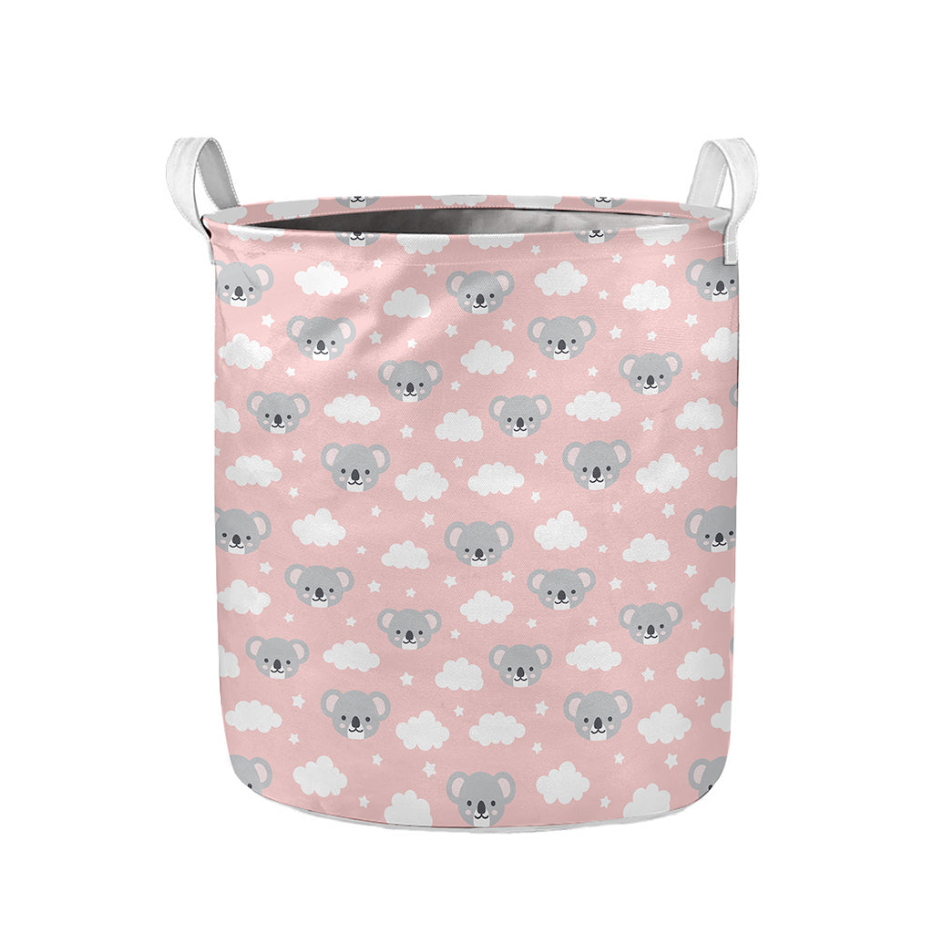 Koala Bear And Cloud Pattern Print Collapsible Laundry Basket