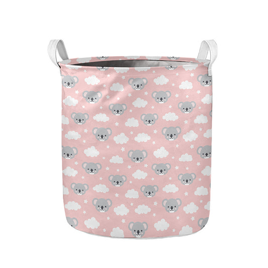 Koala Bear And Cloud Pattern Print Collapsible Laundry Basket