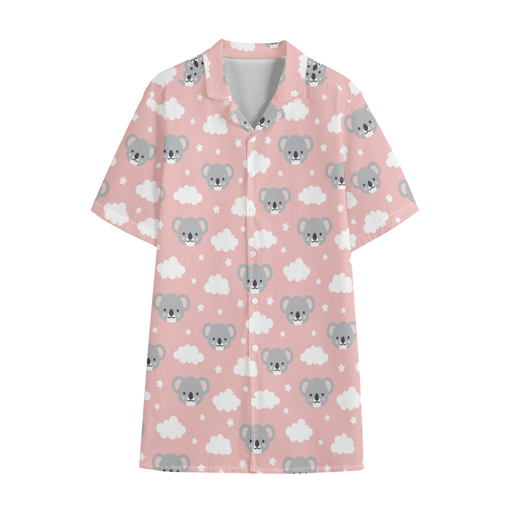Koala Bear And Cloud Pattern Print Cotton Hawaiian Shirt