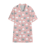 Koala Bear And Cloud Pattern Print Cotton Hawaiian Shirt