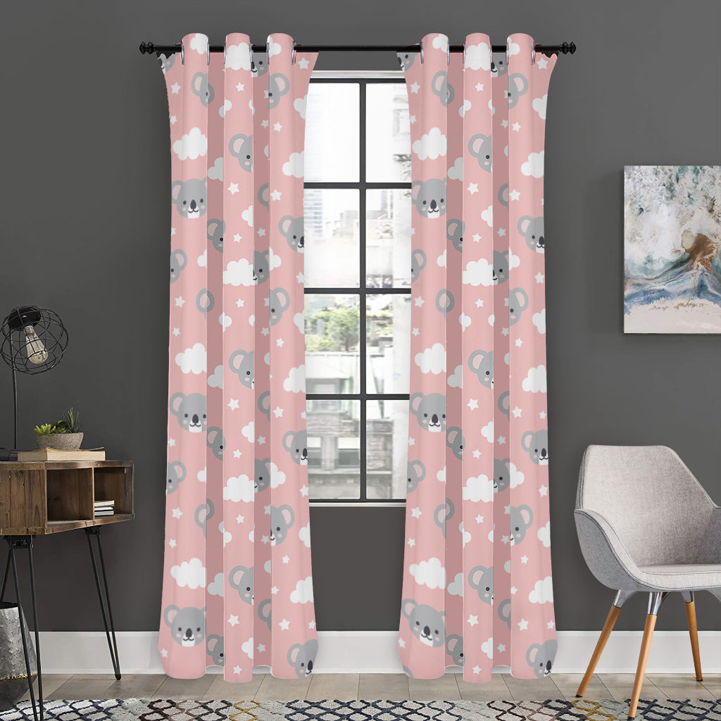 Koala Bear And Cloud Pattern Print Curtain