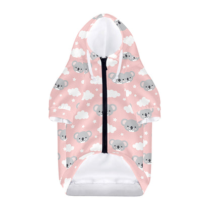 Koala Bear And Cloud Pattern Print Dog Zip Up Hoodie