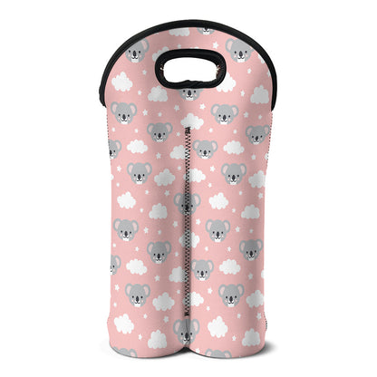 Koala Bear And Cloud Pattern Print Double Neoprene Wine Tote