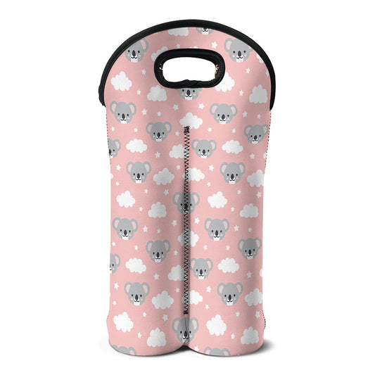 Koala Bear And Cloud Pattern Print Double Neoprene Wine Tote