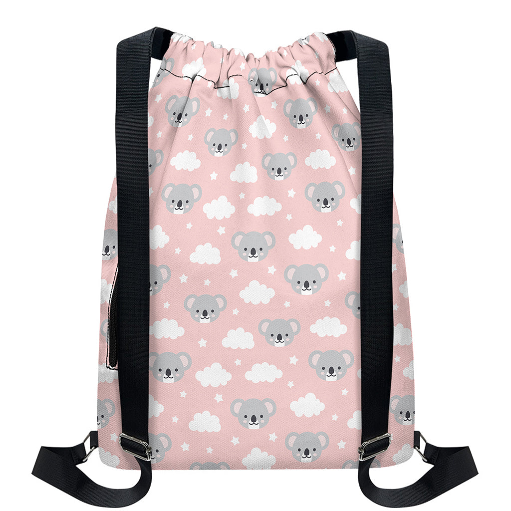 Koala Bear And Cloud Pattern Print Drawstring Backpack