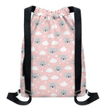 Koala Bear And Cloud Pattern Print Drawstring Backpack