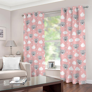 Koala Bear And Cloud Pattern Print Extra Wide Grommet Curtains