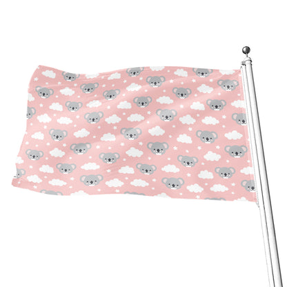 Koala Bear And Cloud Pattern Print Flag