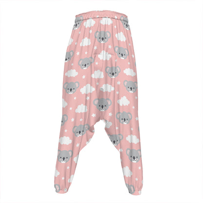Koala Bear And Cloud Pattern Print Hammer Pants