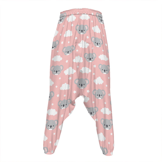 Koala Bear And Cloud Pattern Print Hammer Pants
