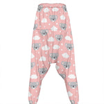 Koala Bear And Cloud Pattern Print Hammer Pants