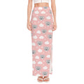 Koala Bear And Cloud Pattern Print High Slit Maxi Skirt