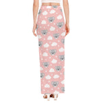 Koala Bear And Cloud Pattern Print High Slit Maxi Skirt