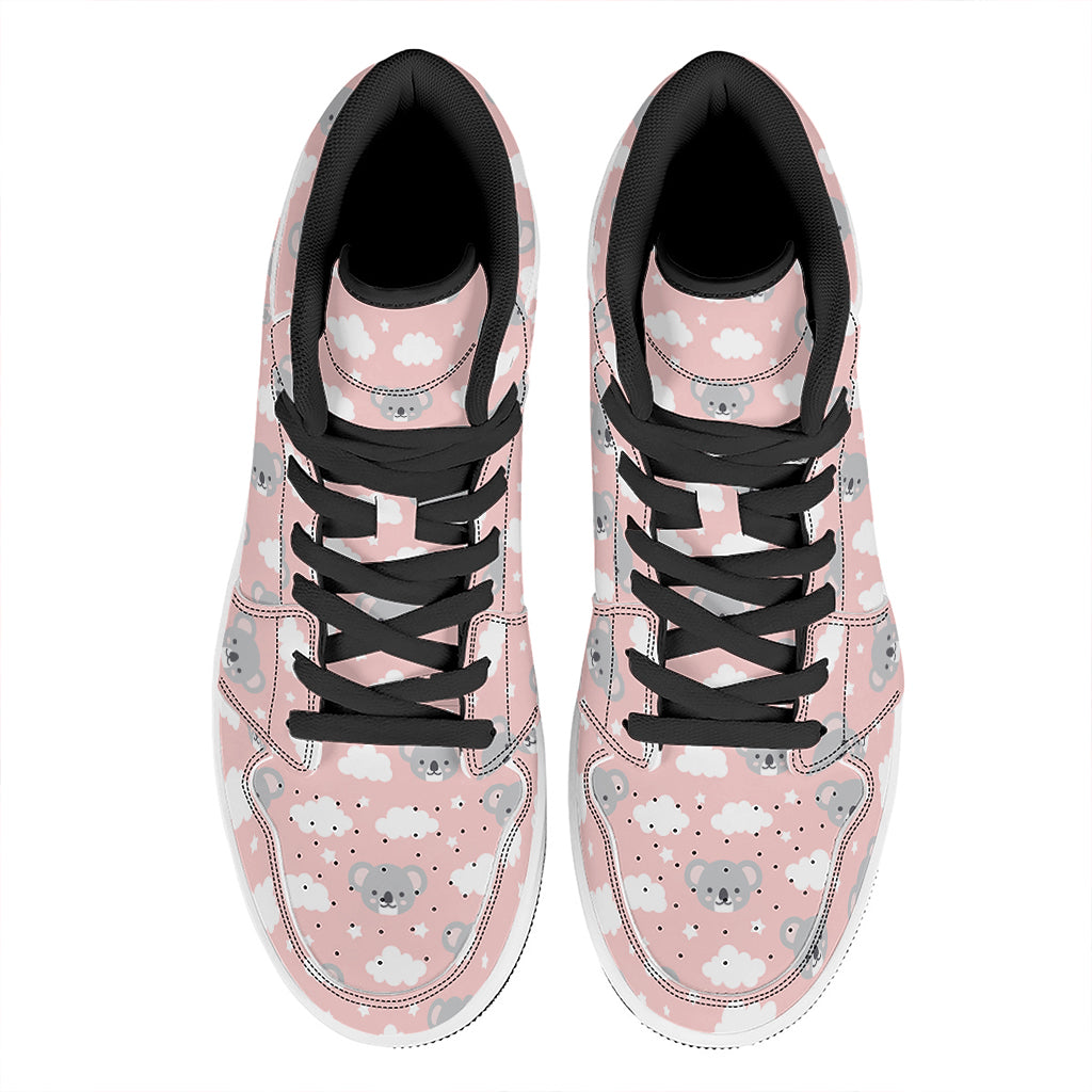 Koala Bear And Cloud Pattern Print High Top Leather Sneakers