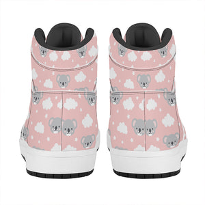 Koala Bear And Cloud Pattern Print High Top Leather Sneakers