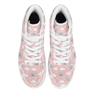 Koala Bear And Cloud Pattern Print High Top Leather Sneakers