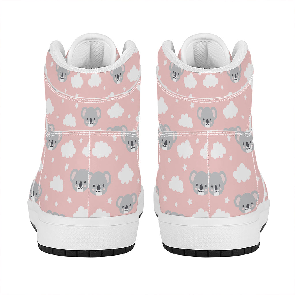 Koala Bear And Cloud Pattern Print High Top Leather Sneakers