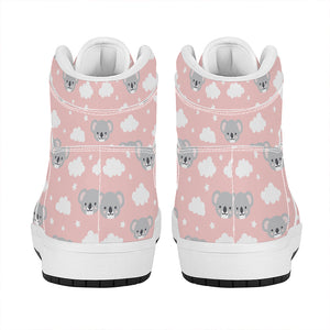 Koala Bear And Cloud Pattern Print High Top Leather Sneakers