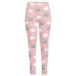 Koala Bear And Cloud Pattern Print High-Waisted Pocket Leggings