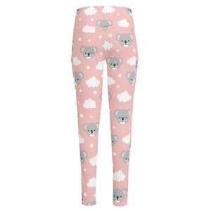 Koala Bear And Cloud Pattern Print High-Waisted Pocket Leggings