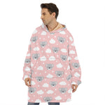 Koala Bear And Cloud Pattern Print Hoodie Blanket