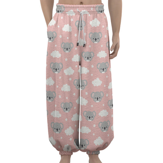 Koala Bear And Cloud Pattern Print Lantern Pants