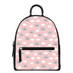 Koala Bear And Cloud Pattern Print Leather Backpack
