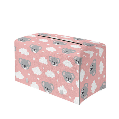 Koala Bear And Cloud Pattern Print Leather Tissue Box Cover