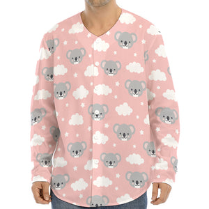 Koala Bear And Cloud Pattern Print Long Sleeve Baseball Jersey