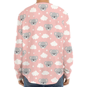 Koala Bear And Cloud Pattern Print Long Sleeve Baseball Jersey