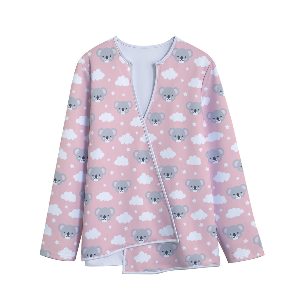 Koala Bear And Cloud Pattern Print Long Sleeve Short Coat