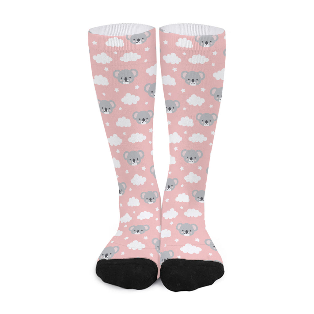 Koala Bear And Cloud Pattern Print Long Socks