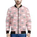 Koala Bear And Cloud Pattern Print Men's Bomber Jacket